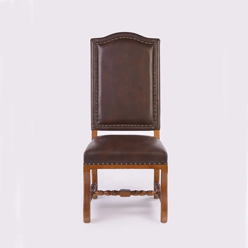 2015 new products antique style nail design high back dining room chair / hand carved wooden furnitures(CH-326-OAK)