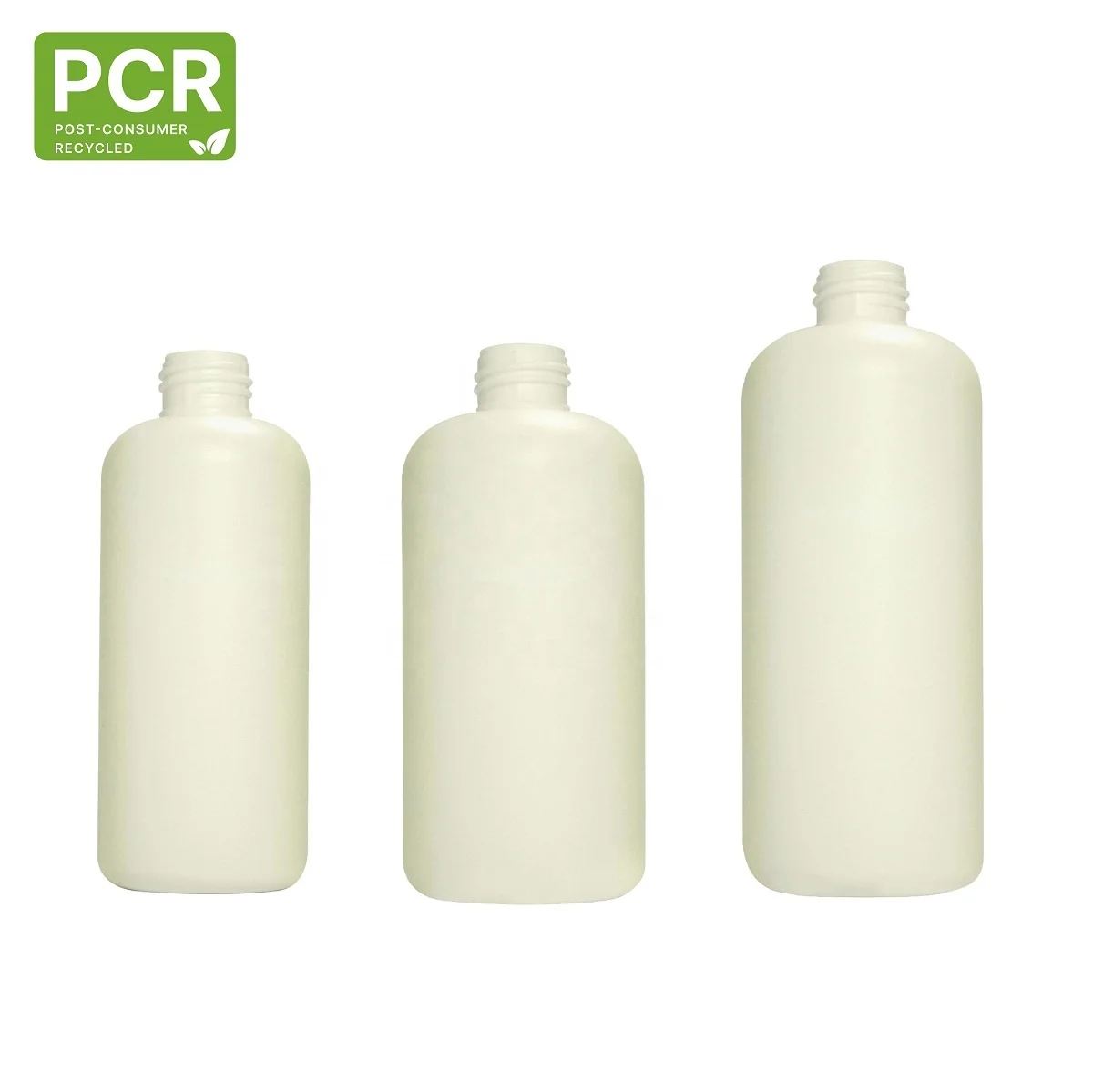 60ml PCR 100% 30% 50% HDPE White Milky Green Boston Round Plastic Empty Bottle Eco-Friendly  (NA60-PCRPE)
