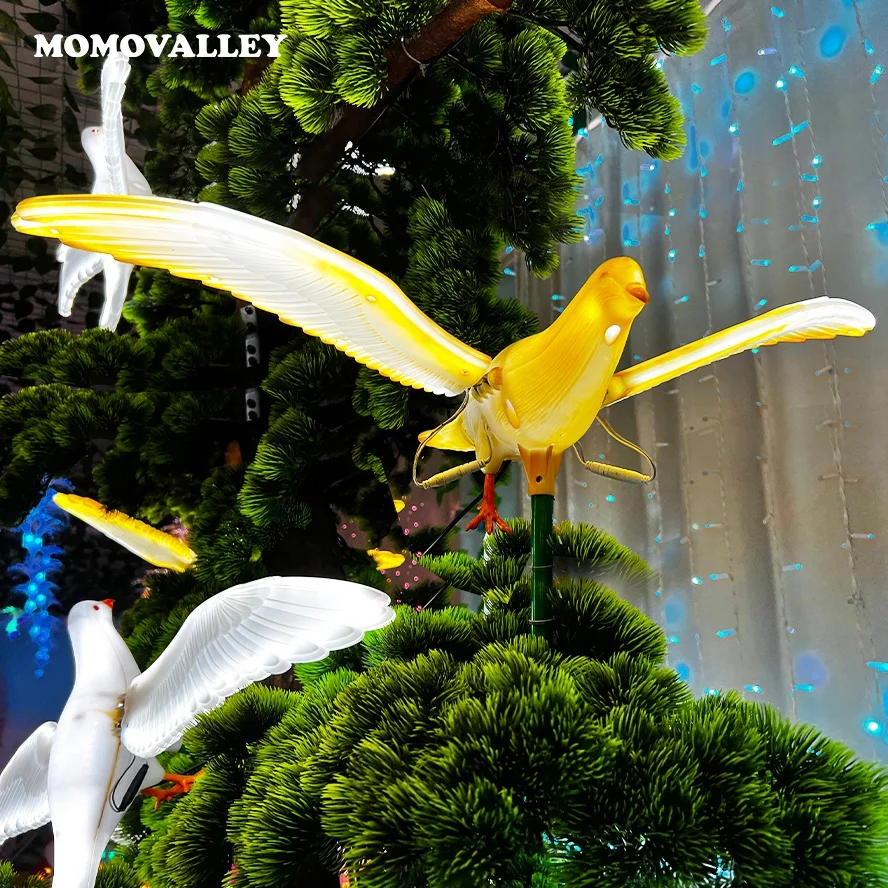 Waterproof dc12v white yellow light blue abs shell flying led pigeon lighting christmas bird ornaments decorations for outdoor