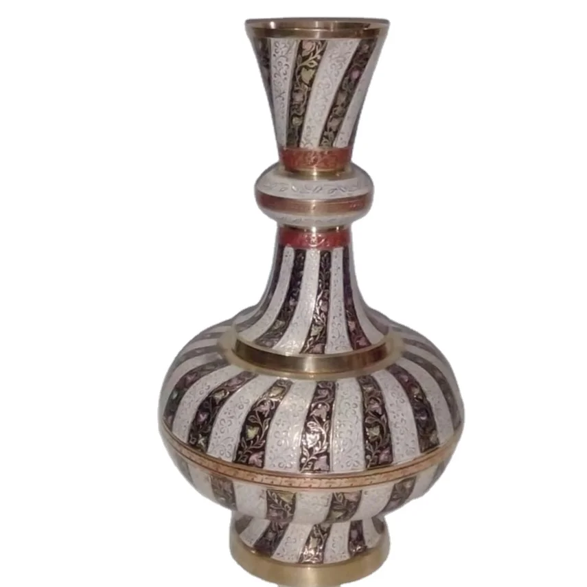 Flower Vase in Brass In Kashmiri Style in antique design.