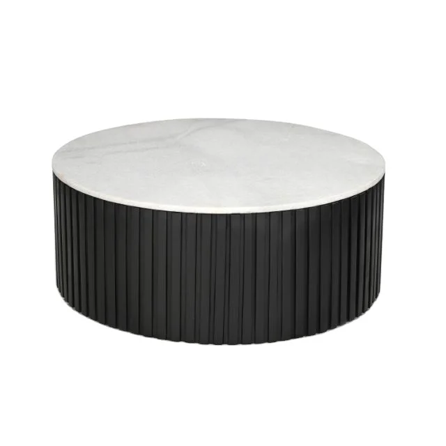 Square Round Coffee Table Modern Remi Collection Dual Color Black Finish White Top Centre Tables Living Room Furniture Wholesale