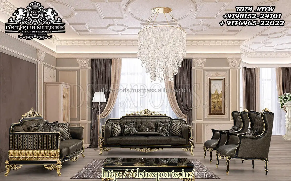Эксклюзивный набор диванов для гостиной в европейском стиле деревянных резных Королевском Стиле с резьбой