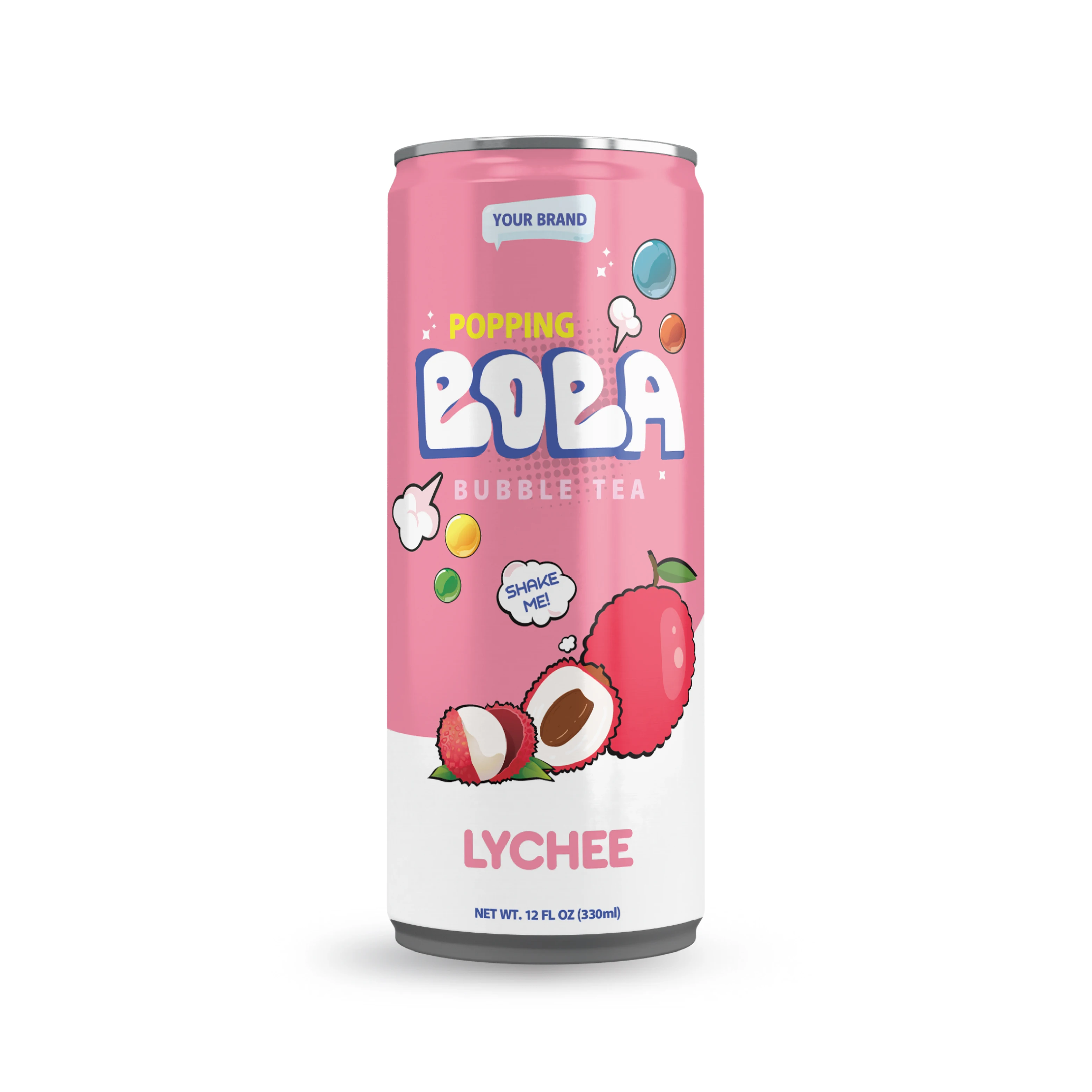 Private Label 330ml Popping Boba Drink Taiwan Classic Lychee Fruit Tea with bursting bubble - Free Sample Free Design