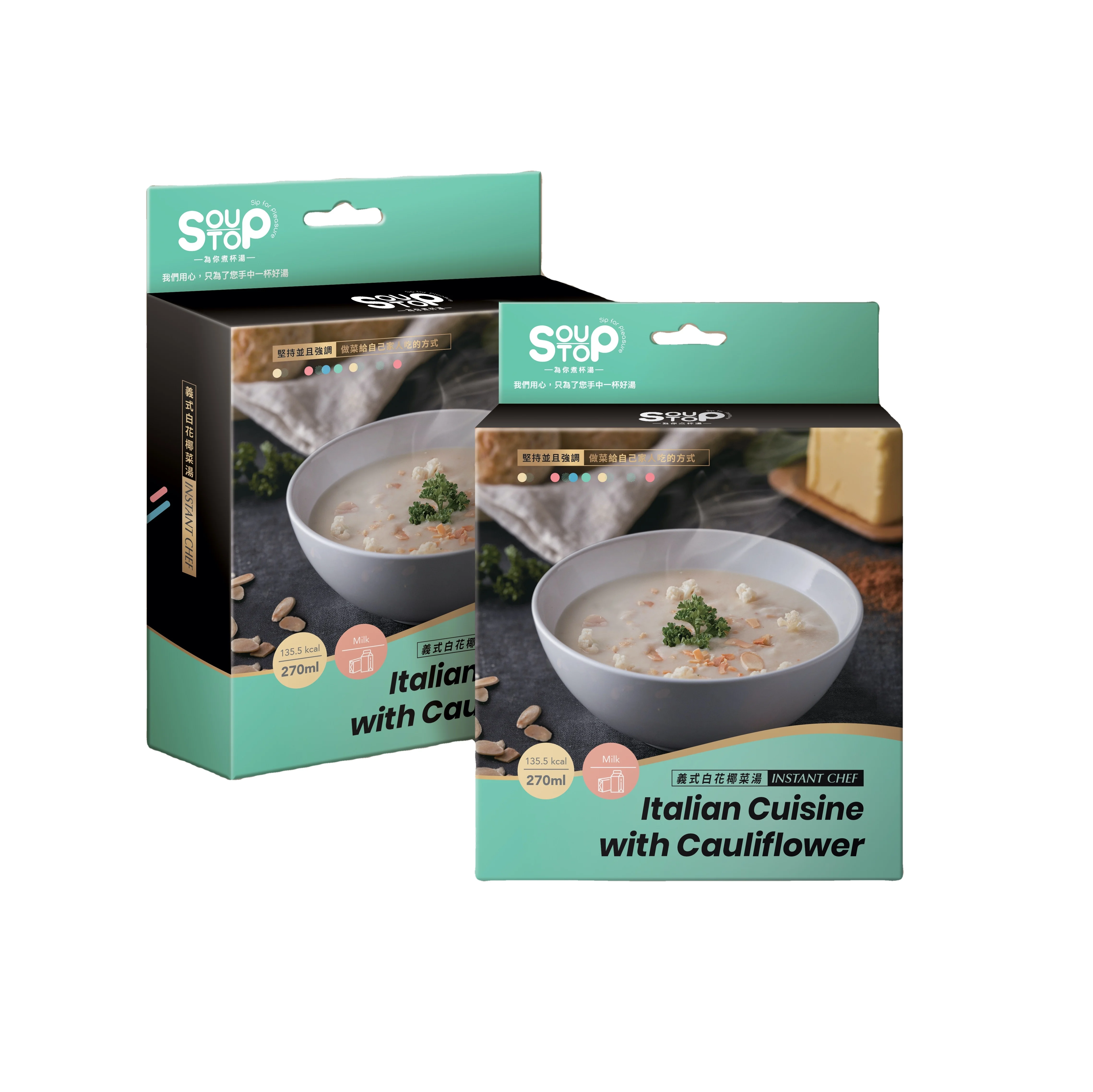 Italian instant soup with cauliflower flavor