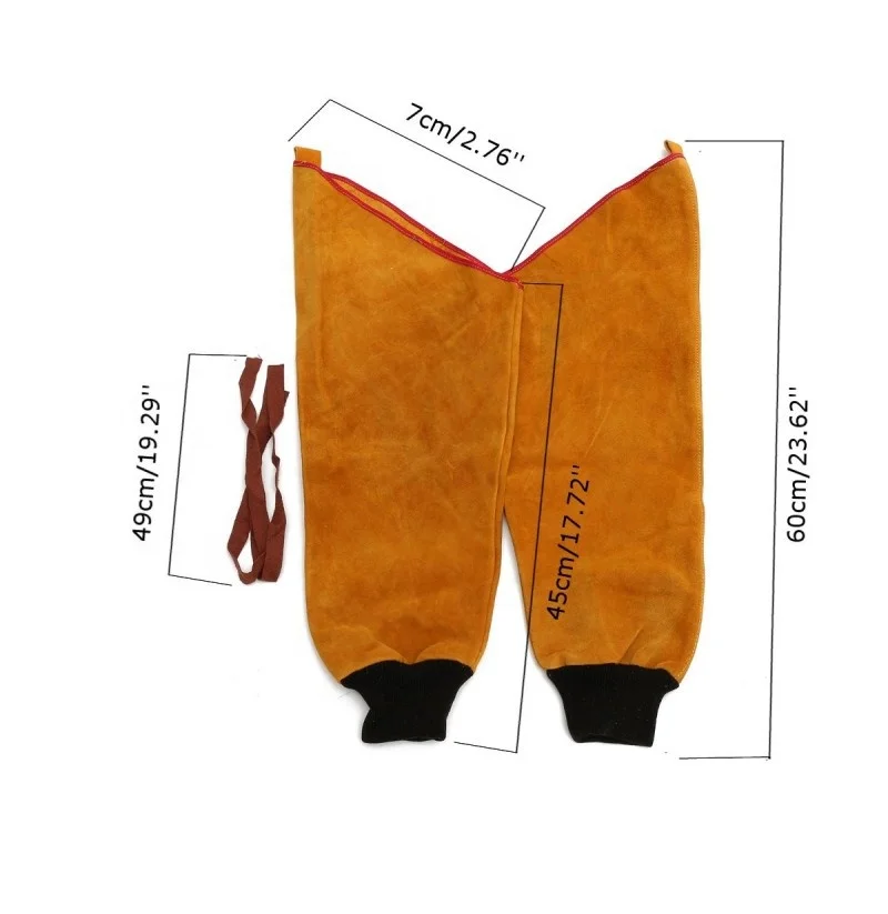 2022 Protective Heat Resistant Welding Sleeve Long Split Button Leather Arm Guard