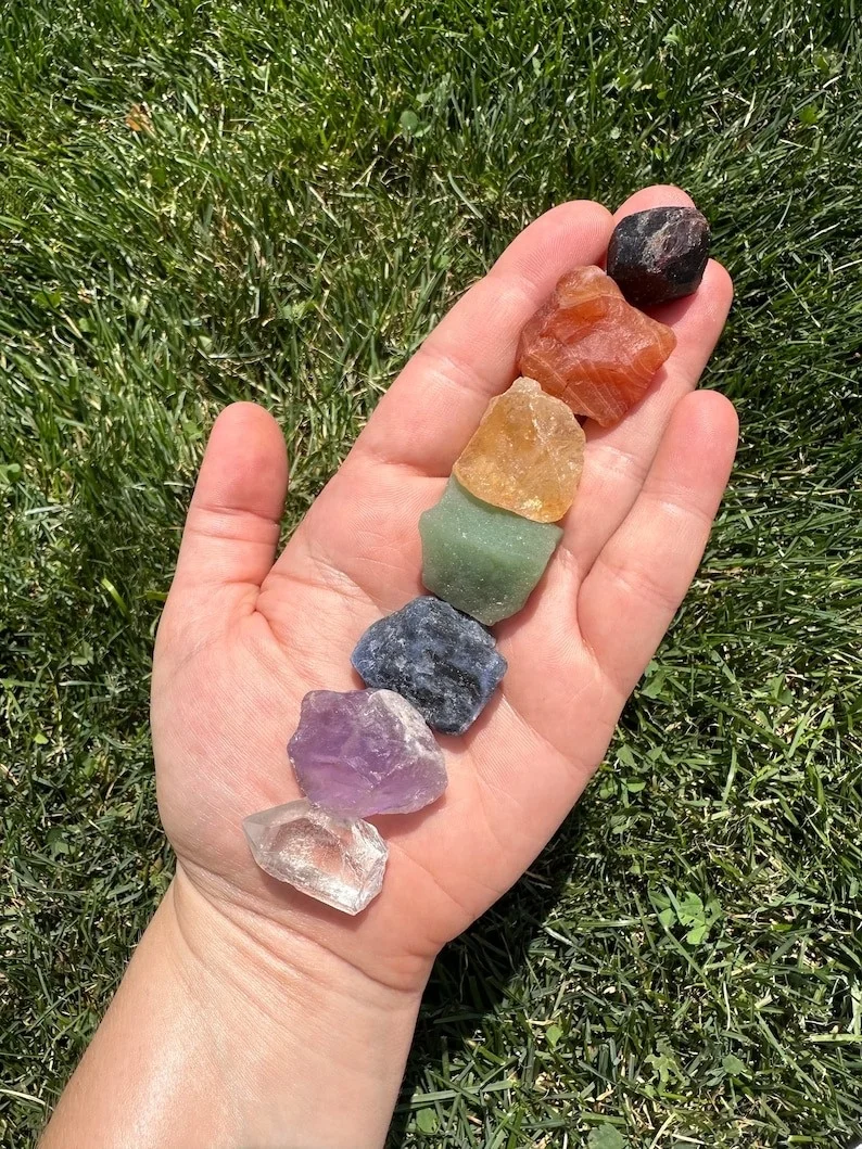 Wholesale High Quality Natural 7 Chakra Raw Set Chakra Balancing Set For Mediation & Healing Use From Yasin & Sohil Agate