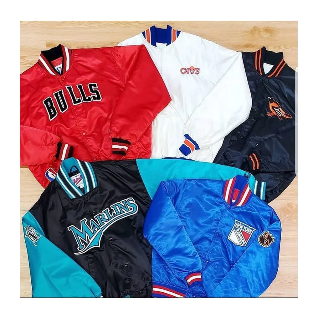 Custom Embroidery Silk Satin Fashion Letter Man Basketball Jackets