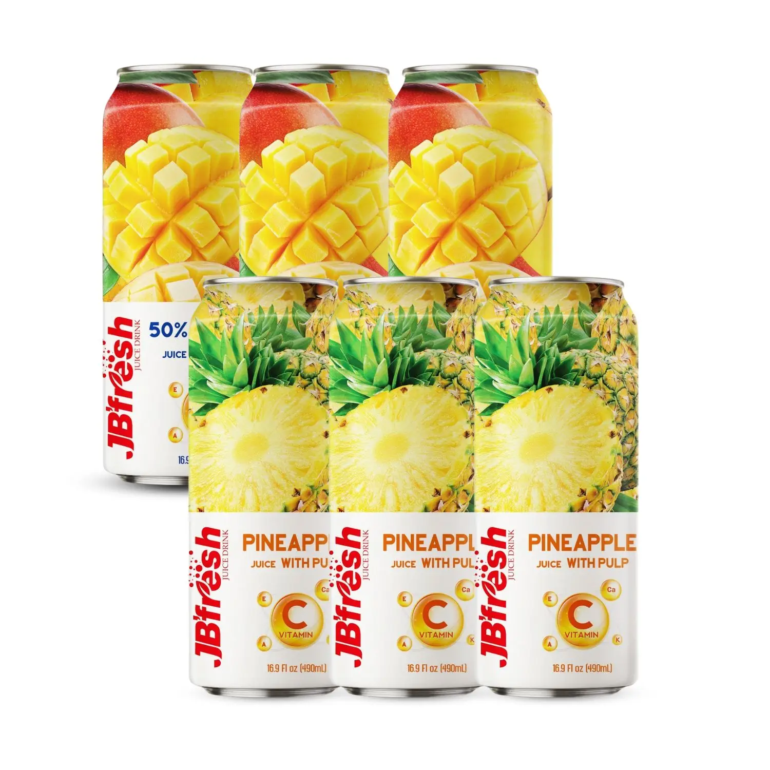 Excellent Quality Juice Drinks 500ML Canned Mango pineapple juice with Pulp Jb Fresh Brand from Vietnam Beverage Manufacturer