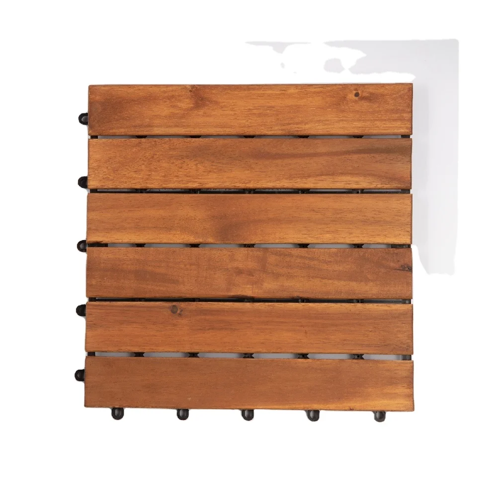 6-SLAT ACACIA WOODEN DECK TILE 300X300X24MM WITH SCREWS OEM ODM Service Support Customize Accept Hot Sell Brand Top Quality