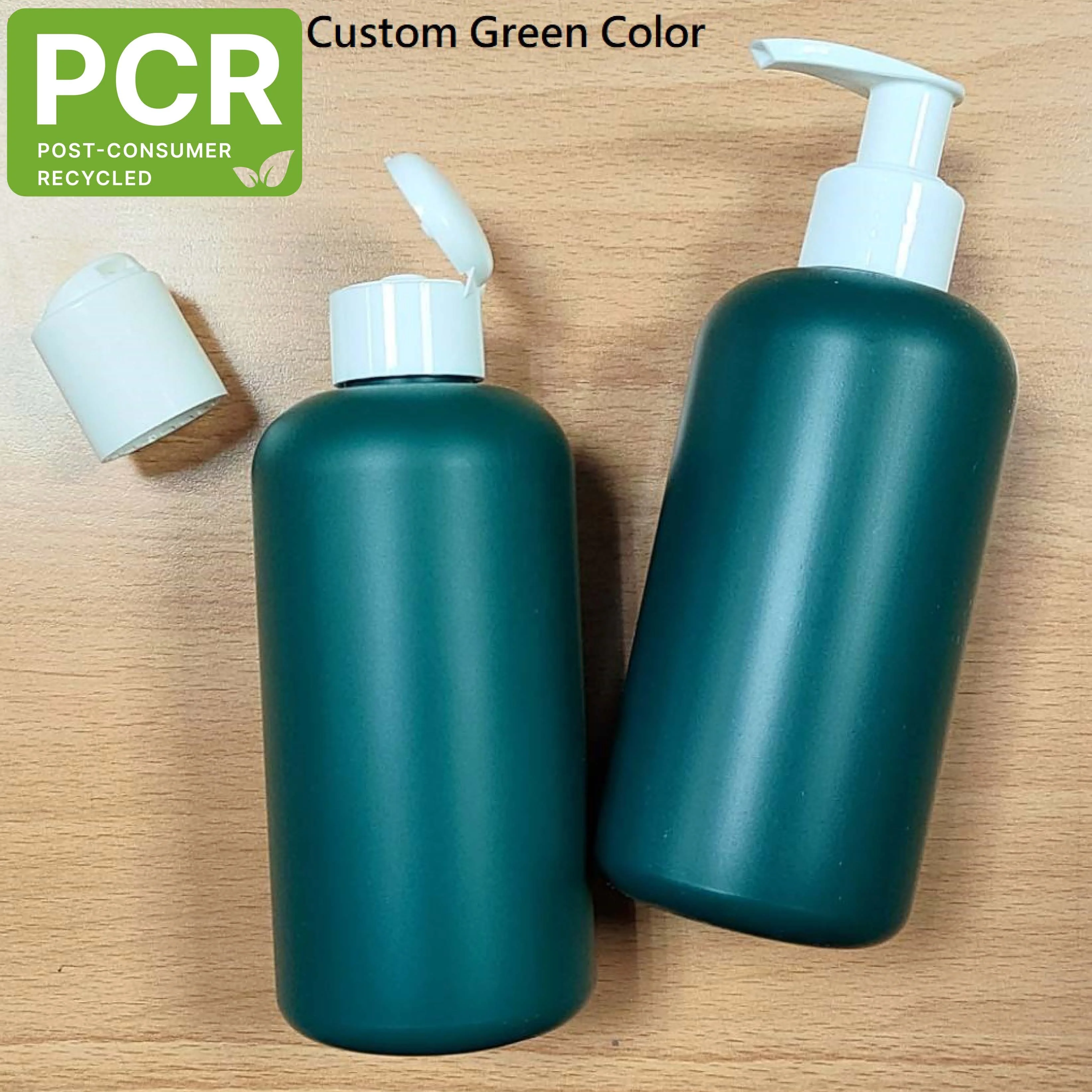 60ml PCR 100% 30% 50% HDPE White Milky Green Boston Round Plastic Empty Bottle Eco-Friendly  (NA60-PCRPE)