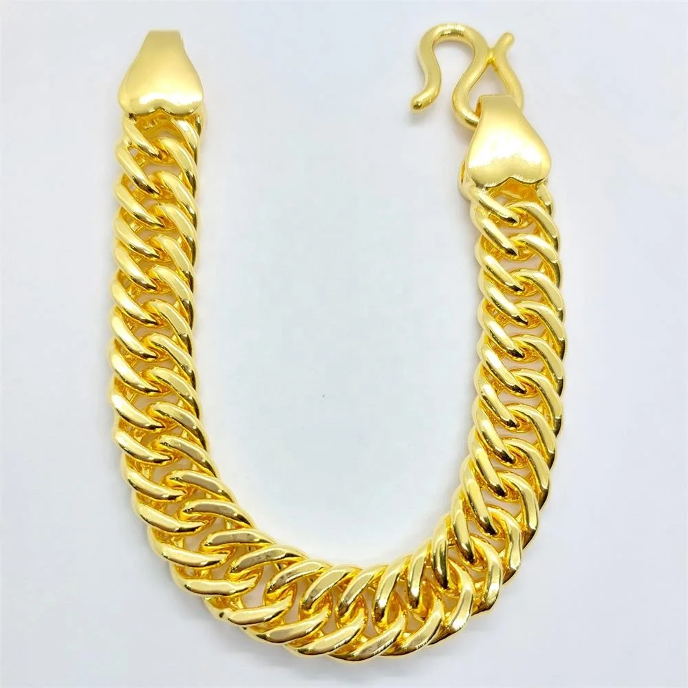 Wholesale Price Fashion Jewelry Men High Quality Silver Gold Filled 16mm Gold Chain 24k Gold Bracelet