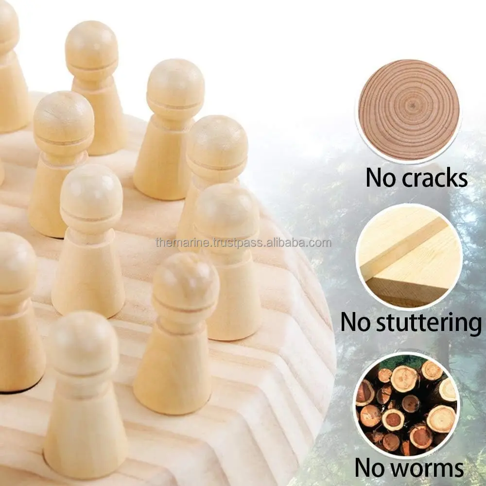 Wooden Chess Board Game Color Memory Matching Brain Teasers Game for Kids Toddler Learning Activities Educational Toys