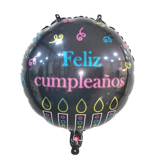 Hot Sale Party Decoration Spanish Letter Happy Birthday Round Shape Foil Balloons Supplier Kids Children Toys