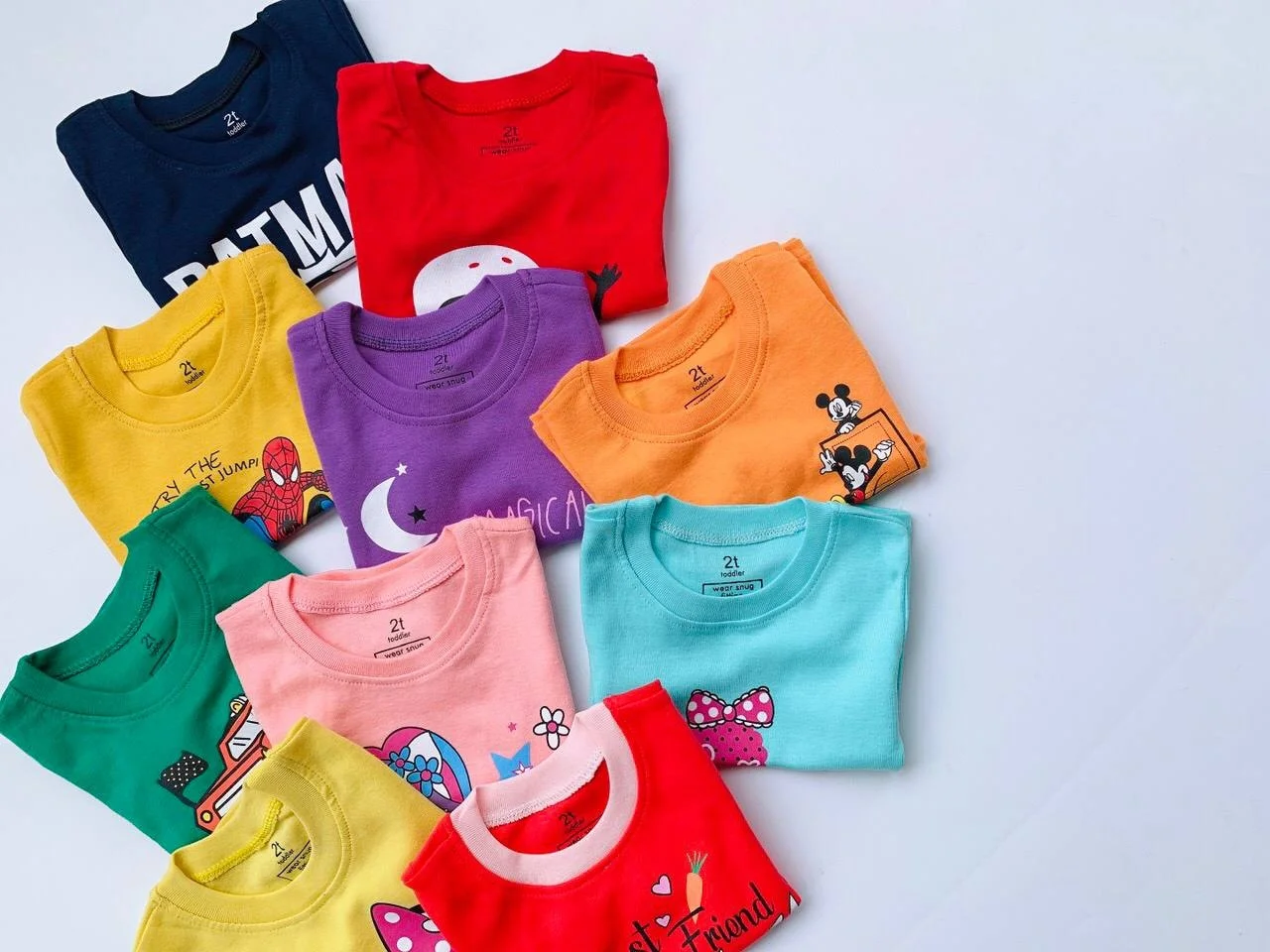 Wholesale Kids Clothing Casual 95% Cotton and 5% High Quality Fabric Colorful T-Shirts with Logo for Children Aged 9 Years