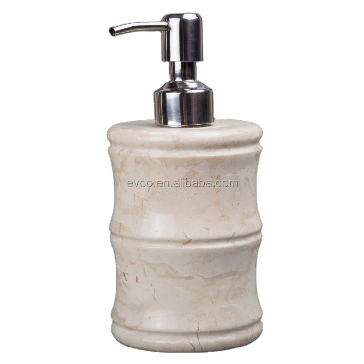 Panda Collection Natural Champagne Marble Lotion Dispenser with Stainless Steel Air Pump
