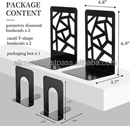 Metal Bookend Decorative Book End for Home office school Shelve Books  Geometric and completely customizable