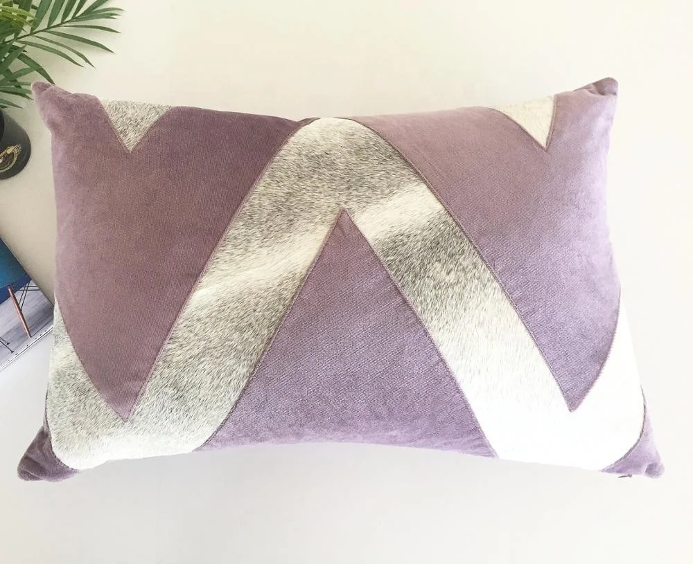 Hair-on Real Cowhide Leather Fur Cushion With Laser Engraved Handmade For Interior Design And Architecture  For Sofa decorations