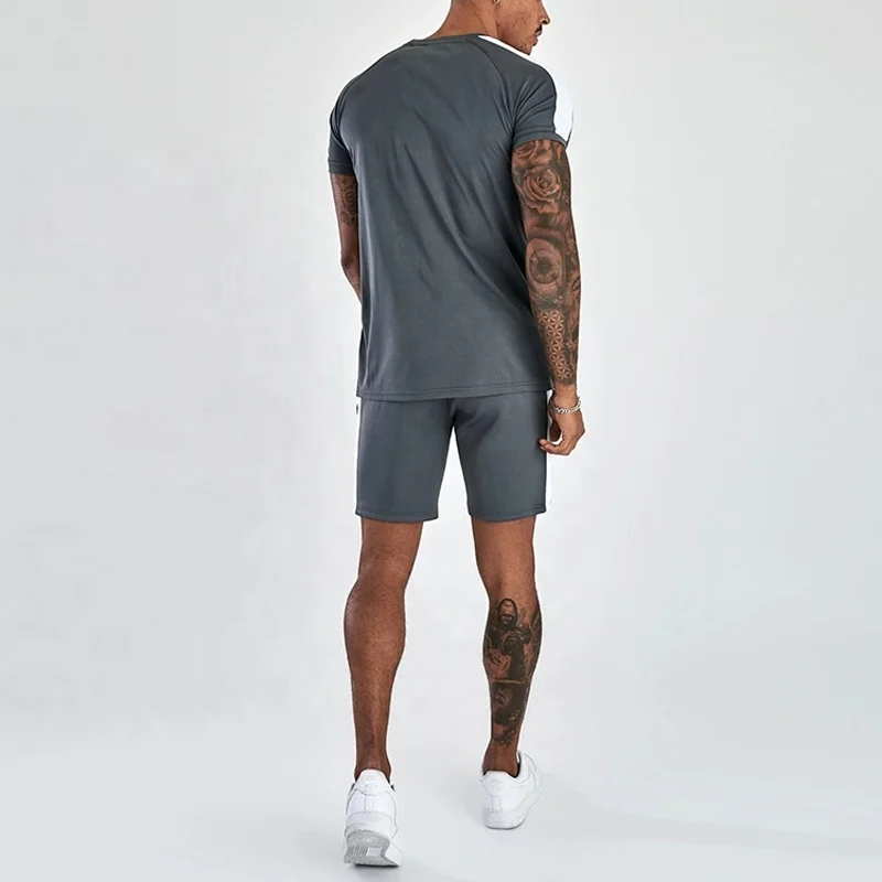 High Quality Wholesale Men Casual Summer Sets Unisex Plain 100% Polyester Short Sleeve T-Shirt With Shorts Set For Men Short Set