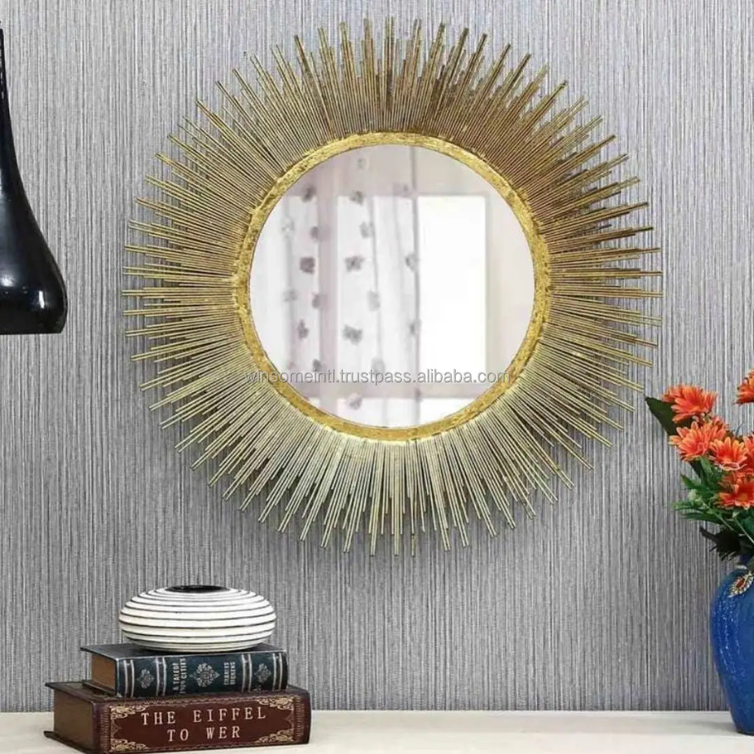 Декоративное настенное зеркало из листового металла и проволоки разных цветов с различным классическим дизайном для украшения дома офиса