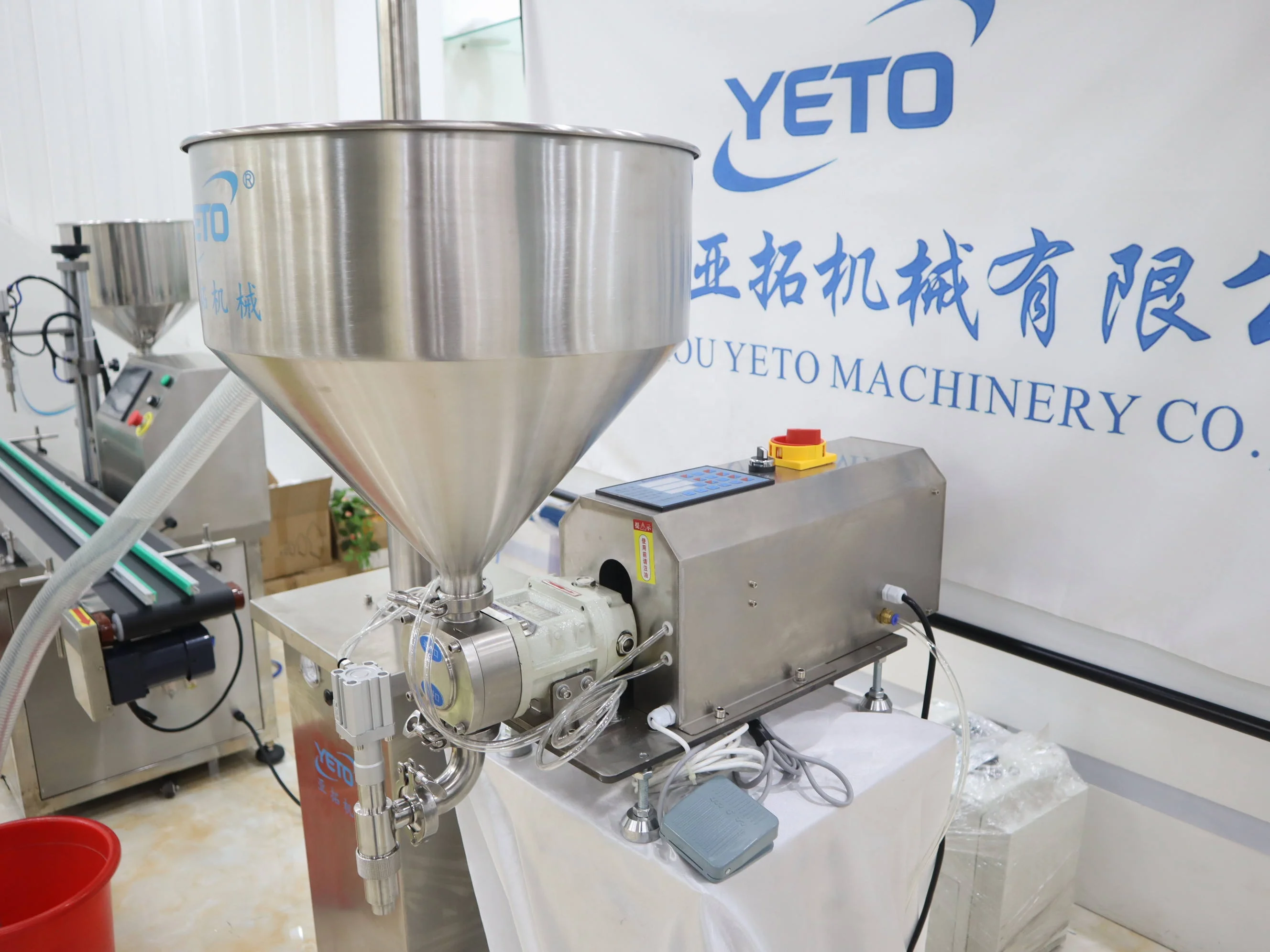 YETO-200ml 500ml 1kg 5kg  Food Grade Bottle Bucket Filling Machine With Feeding Pump Mayonnaise Chocolate Cosmetic Cream Filler