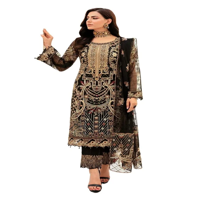 Женский шифоновый костюм из 2024 коллекции костюмы для вечеринок в индийском и Пакистанском Стиле женская одежда высокого качества salwar kameez