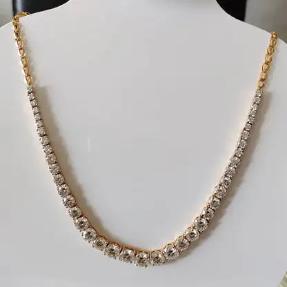 Trending Best Designer Collection 32.40 ct Round White D VVS1 Moissanite Diamond Necklace With 18k Yellow Gold Necklace Women
