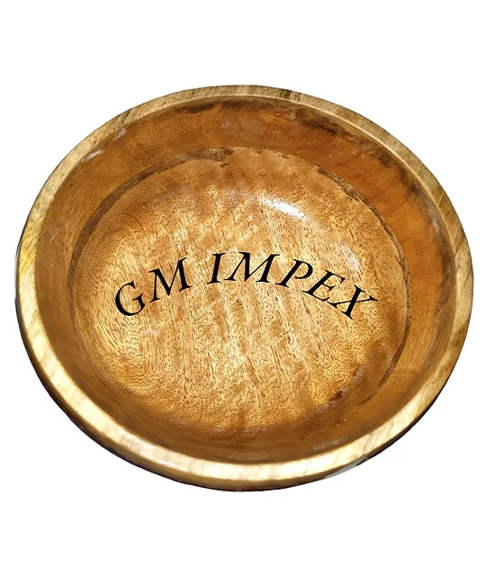 High Quality Organic Fruit Dough Wood Large Salad Bowl And Plate Set Soup Mixing Round Bowl For Home