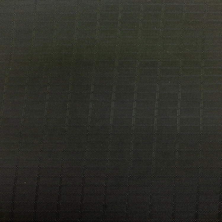Black Square Water Repellent PU Coating Nylon Ripstop Fabric For Bags Suitcase Luggage