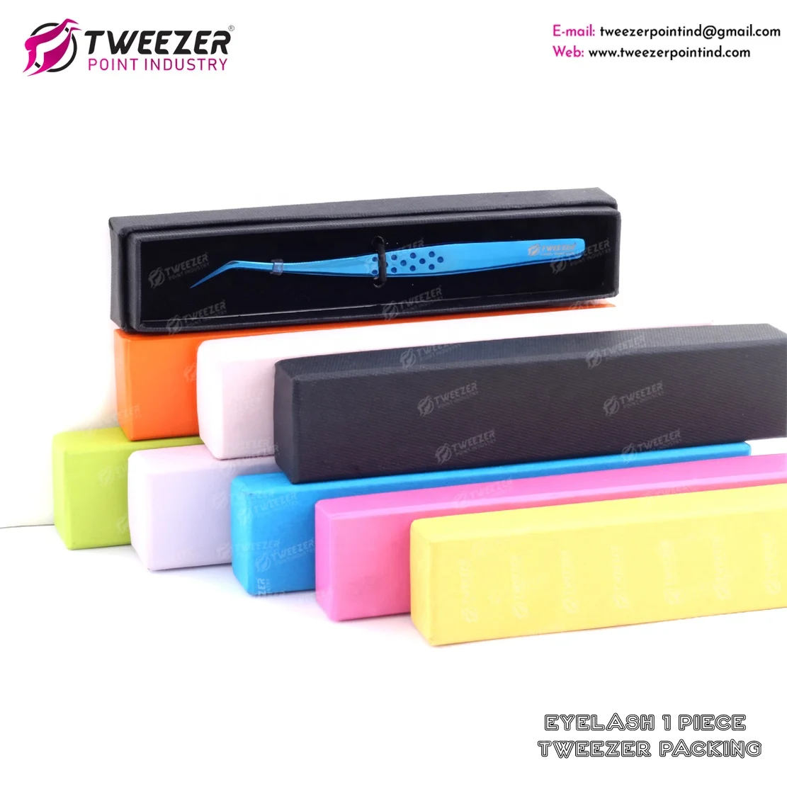 Curved Tweezers with 1 pc box packing Eyelash Extension Tweezers paper coated Tweezers Perfect choice For Professionals