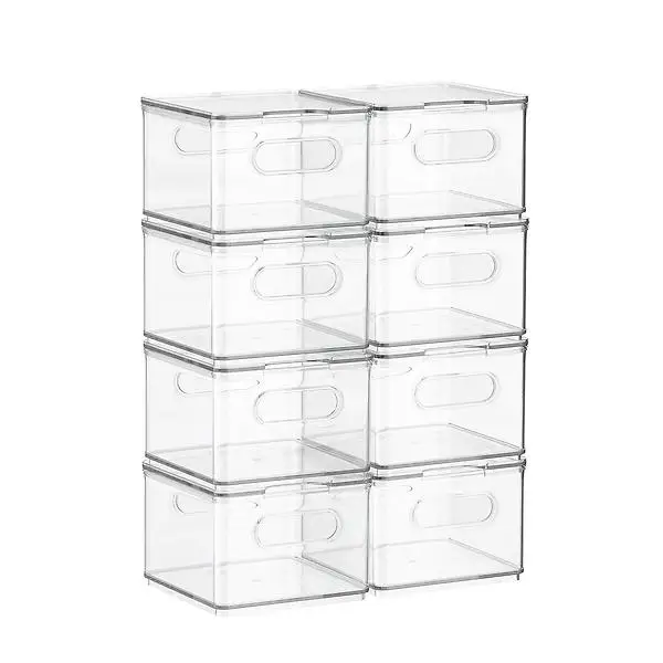 Small Transparent Modern Design Deep Storage Organizer Container Bin Household Food Organization Clear Plastic Fridge Stackable