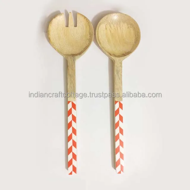 Salad Servers, Salad Tongs, 12 inches Wood Serving Spoons  Salad Mixing Dinner Fork and Spoon Long Handle Salad Serving Spoon