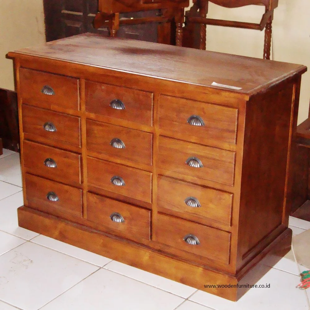 Teak Minimalist Wooden Chest of Drawers Modern Bed Room Furniture