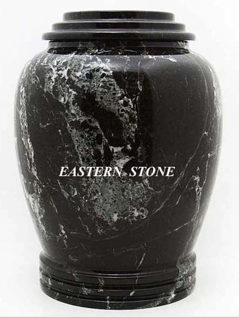 ONYX, MARBLE STONE BLACK WHITE EUROPEAN DESIGN CREMATION URNS, ASH URNS, FUNERAL URNS