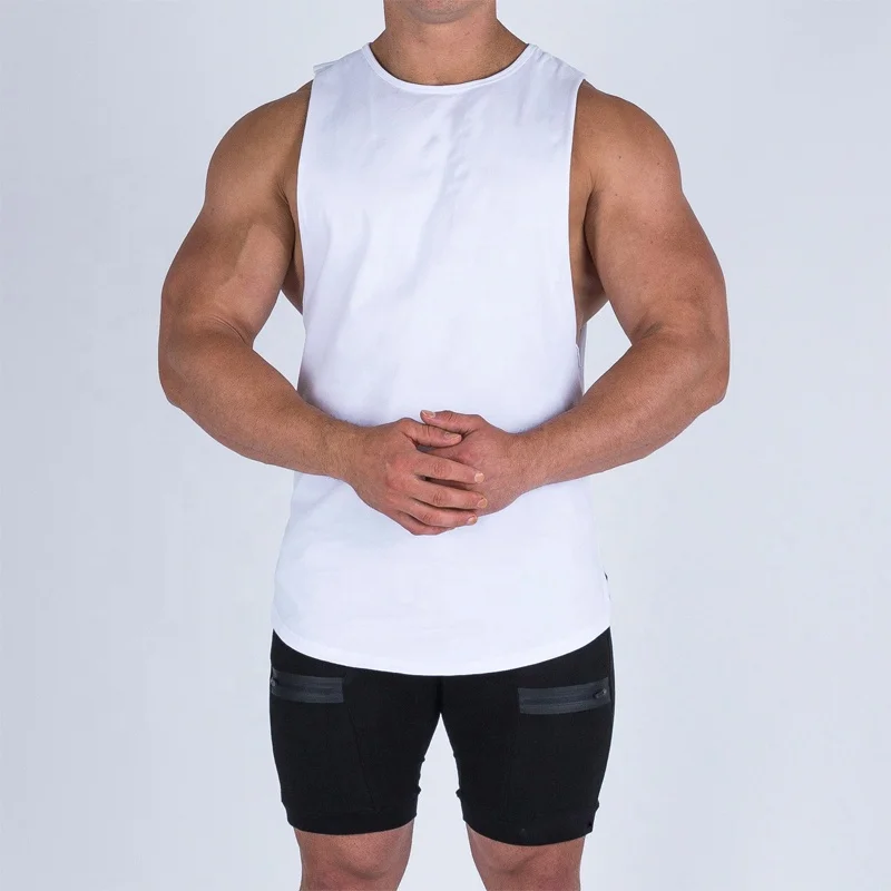 Wholesale men cotton string singlet fitness bodybuilding undershirt training gym tank tops vest