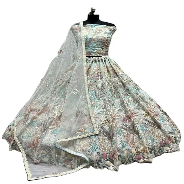 Лидер продаж Свадебная и праздничная одежда женская с вышивкой Lehenga Choli свадебная Lehanga для экспорта сари н Лехенга