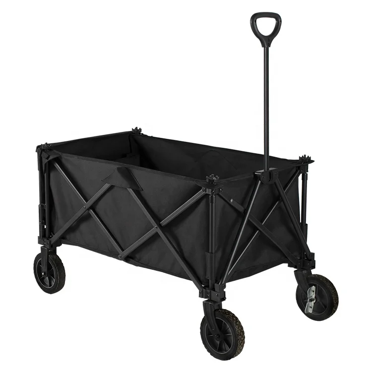 Heavy Duty Outdoor Camping Folding Wagon Collapsible Foldable Trolley Metal Frame Trolley Folding Cart With 7 inch Wheels