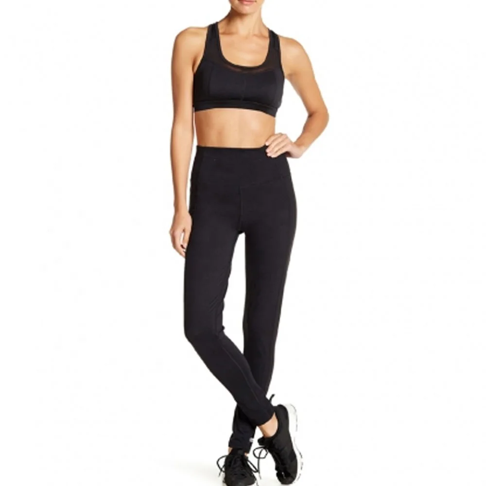 Wholesale Women Sports Bra And Leggings Set Black Color Tights For Women Sexy Bra Solid Color Yoga Set Gym Workout Running Set