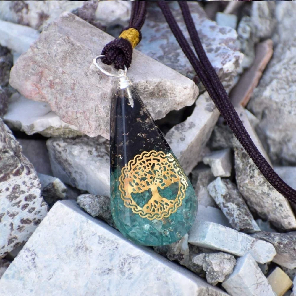 Подвеска из черного турмалина оргона защита эмф: синий оникс аквамарин оргонит подвеска цветок дерева ожерелье эмф