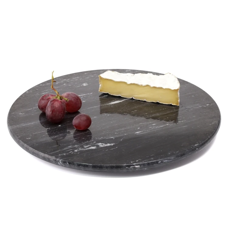Вращающаяся сервировочная доска для торта, столик-органайзер для обеденного стола «ленивая Сьюзан» из черного мрамора 12 дюймов