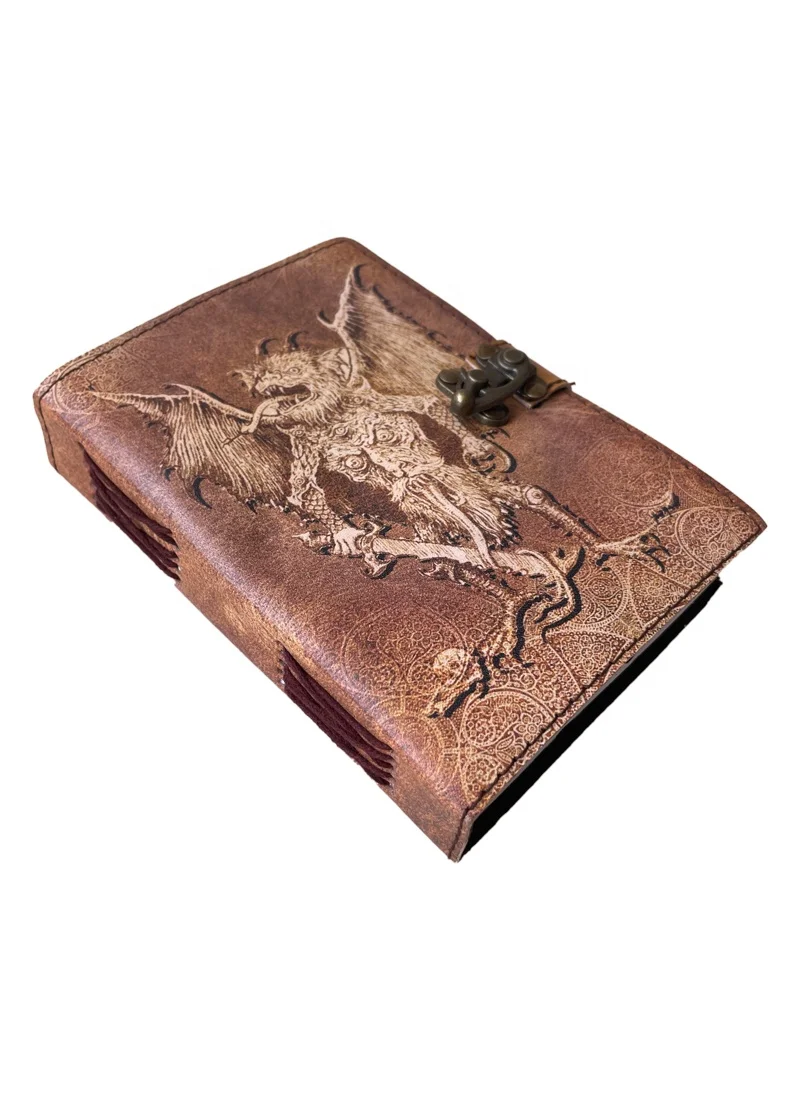 Leather Journal Dragon Retro Collage Design Man DND Handmade Cotton Vintage Paper Notebook & Sketchbook Drawing planner Diary