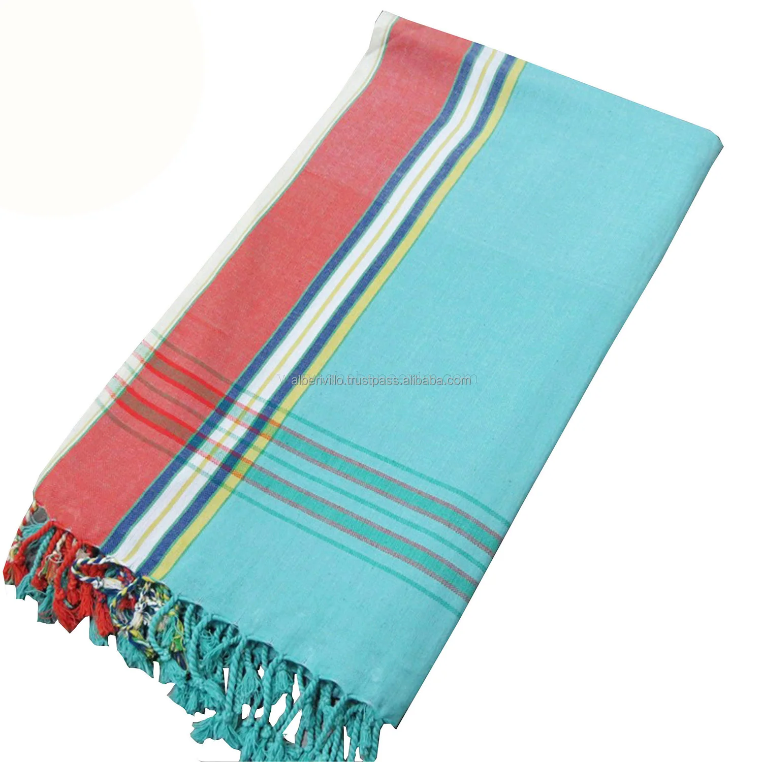 Square  Beach Embroidered Towel Kenyan Sarong Kikoy with Different Styles Multi Striped Kikoy Beach Towels from Indian Supplier