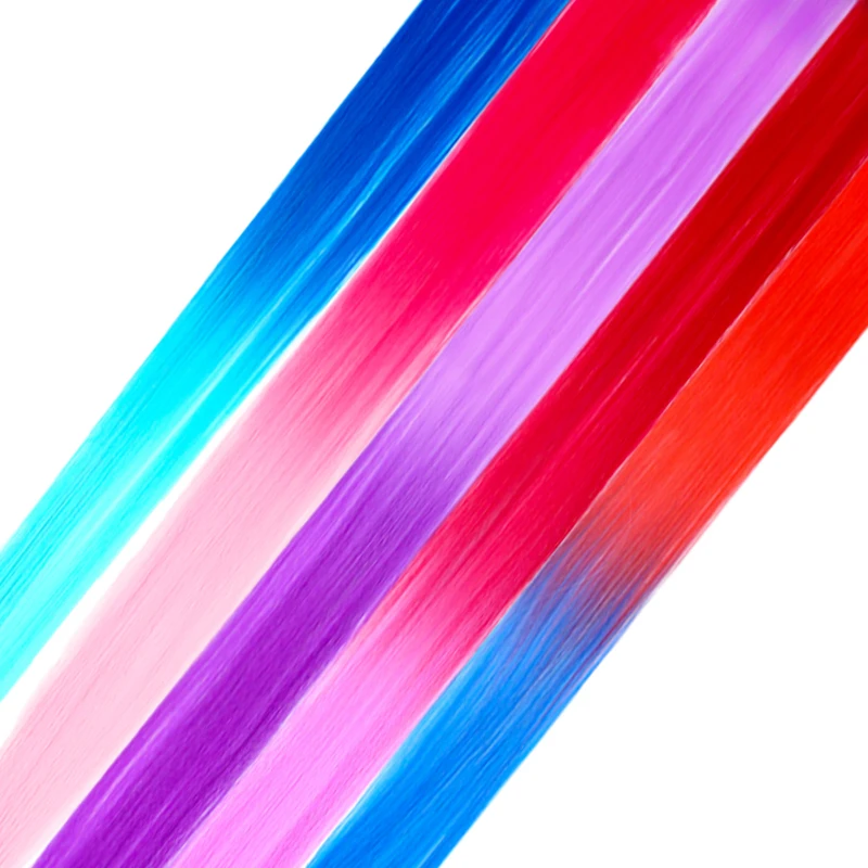Pack of 6 Strands for Clip-In 50 cm Fake Hair Coloured Extensions Glitter StrandsAccessories for Party Hair