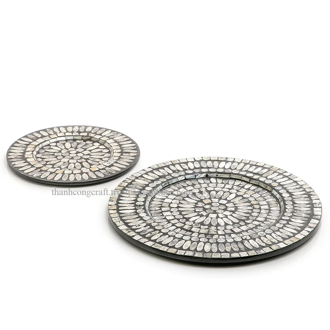 Oval Mother Of Pearl M.O.P Set of 2 plates with handle in Vietnam
