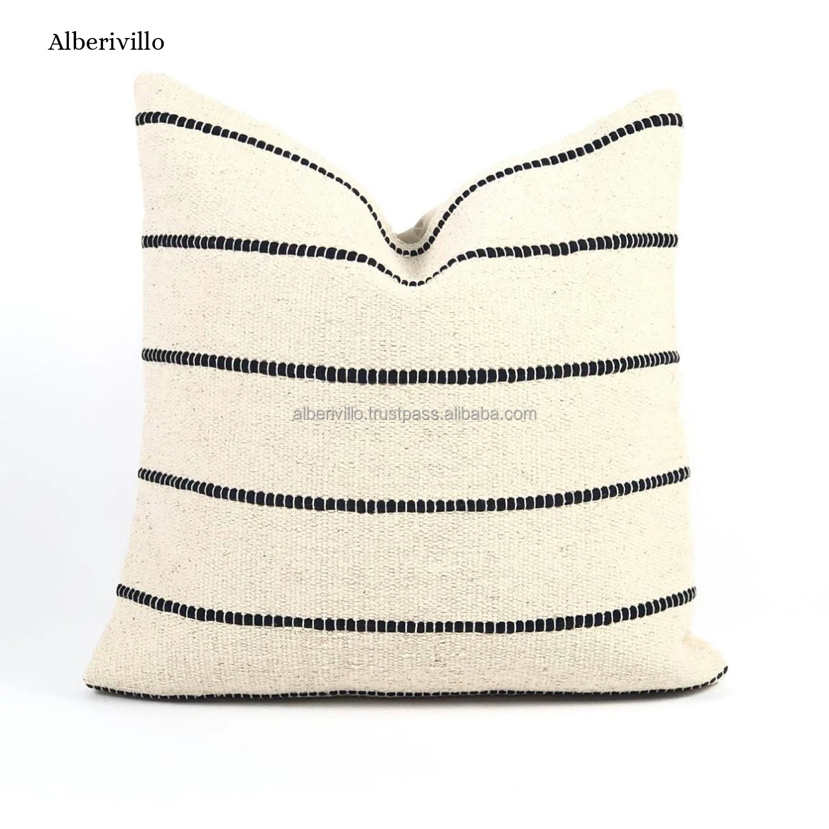 White Ivory Dobby Striped Home Decorative Pillow Cover Square Woven Cushion Cover Handmade Boho Pillow Case
