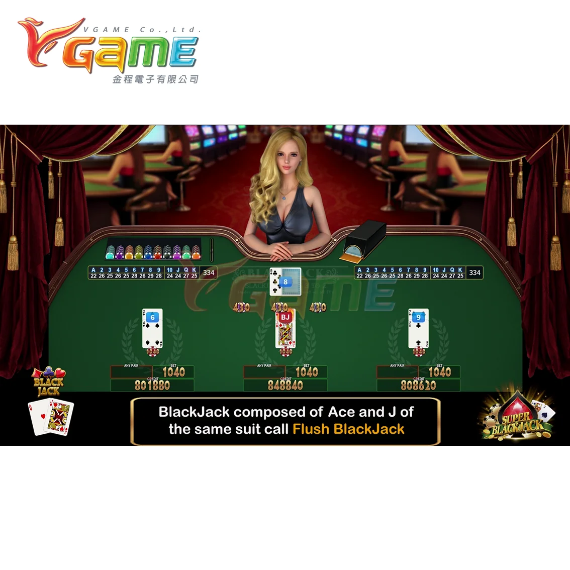 VGAME Poker Game Software Board Super Blackjack