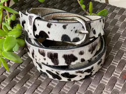 New Western Style  Handmade Cowhide Fur Leather Durable Buckle Belt Perfect High Quality Flawless Belts