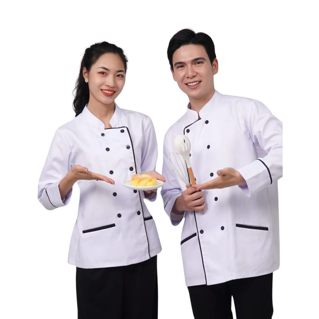 HIGH QUALITY Chef uniform cooking wear summer chef uniform clothing white/black modern - FMF uniform factory VN - Free sample