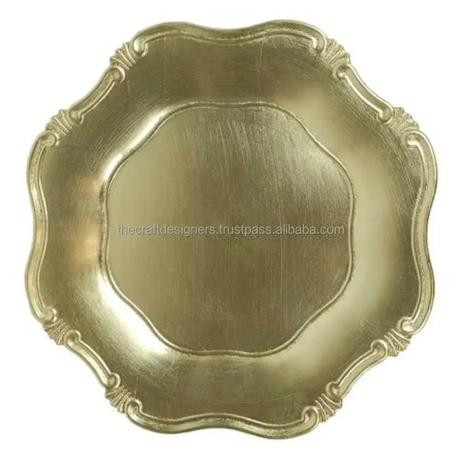 Brass Antique Charger Plate Dinnerware decorative food Safe quality Plate wholesale Food Dish Serving and Display Large Plates