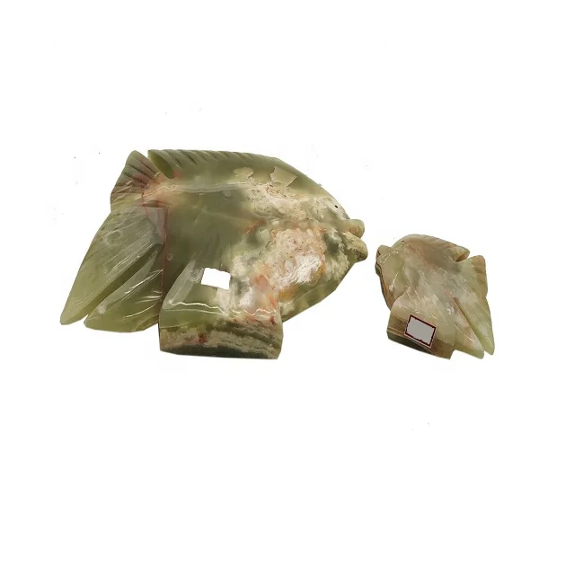 High Quality Green Onyx Fish Figurine Marble Stone Sculpture Carving Home Decoration and Gift Available in Wholesale Price