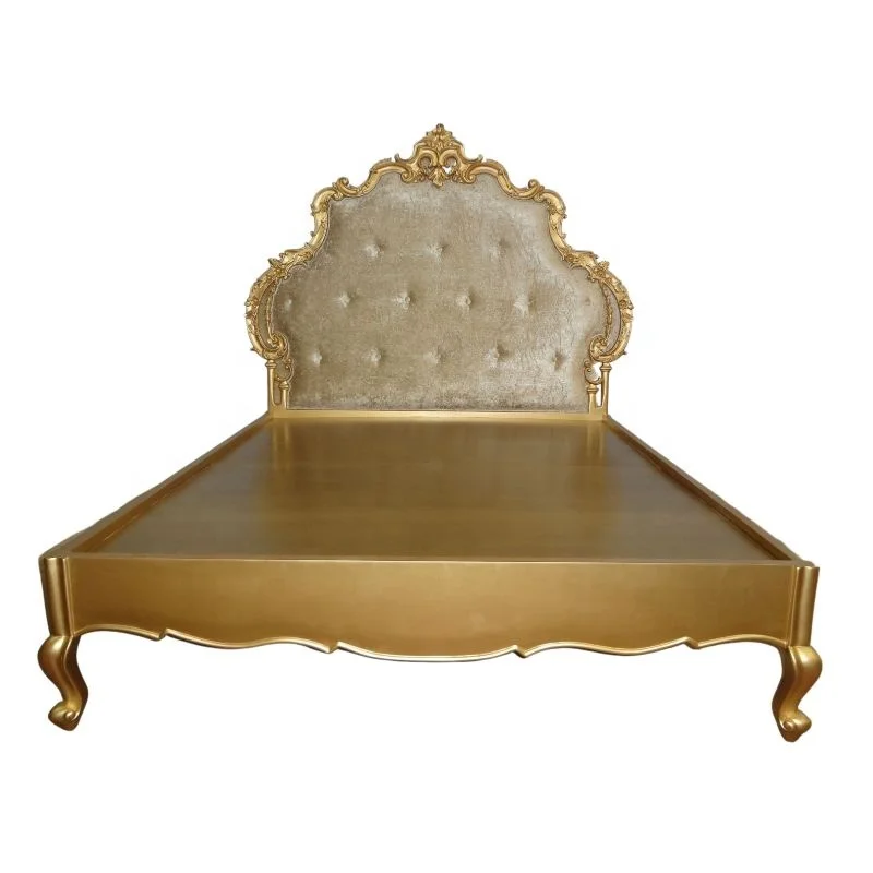 Каркас кровати из массива дерева ручной работы с мягкой обивкой изголовья бархатной ткани для мебели спальни и